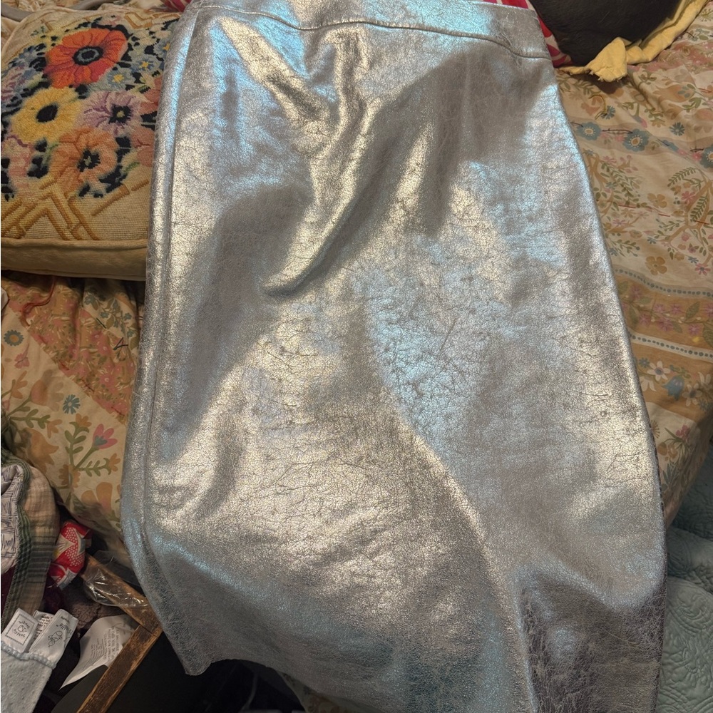 Zara Silver Sequin Midi Pencil Skirt